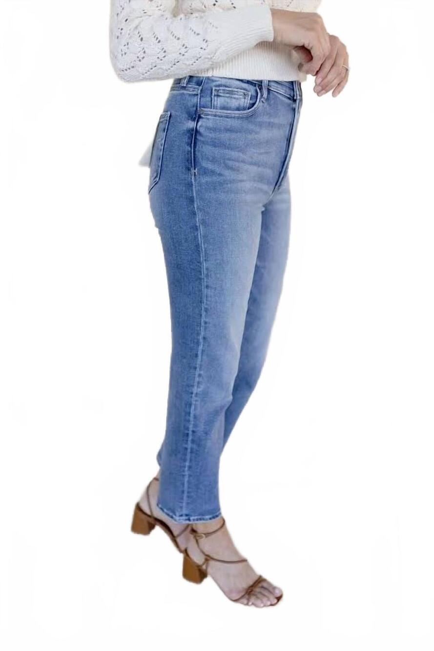 NEW HIDDEN tracey mid rise crop relax straight jean in largo - Picture 5 of 5